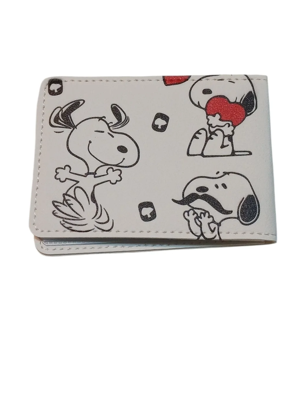 Peanuts - Vinyl White Wallet Snoopy & Friends ,2 ID Windows, 8 Card /Photo Slotd